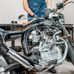 motorcycle in workshop